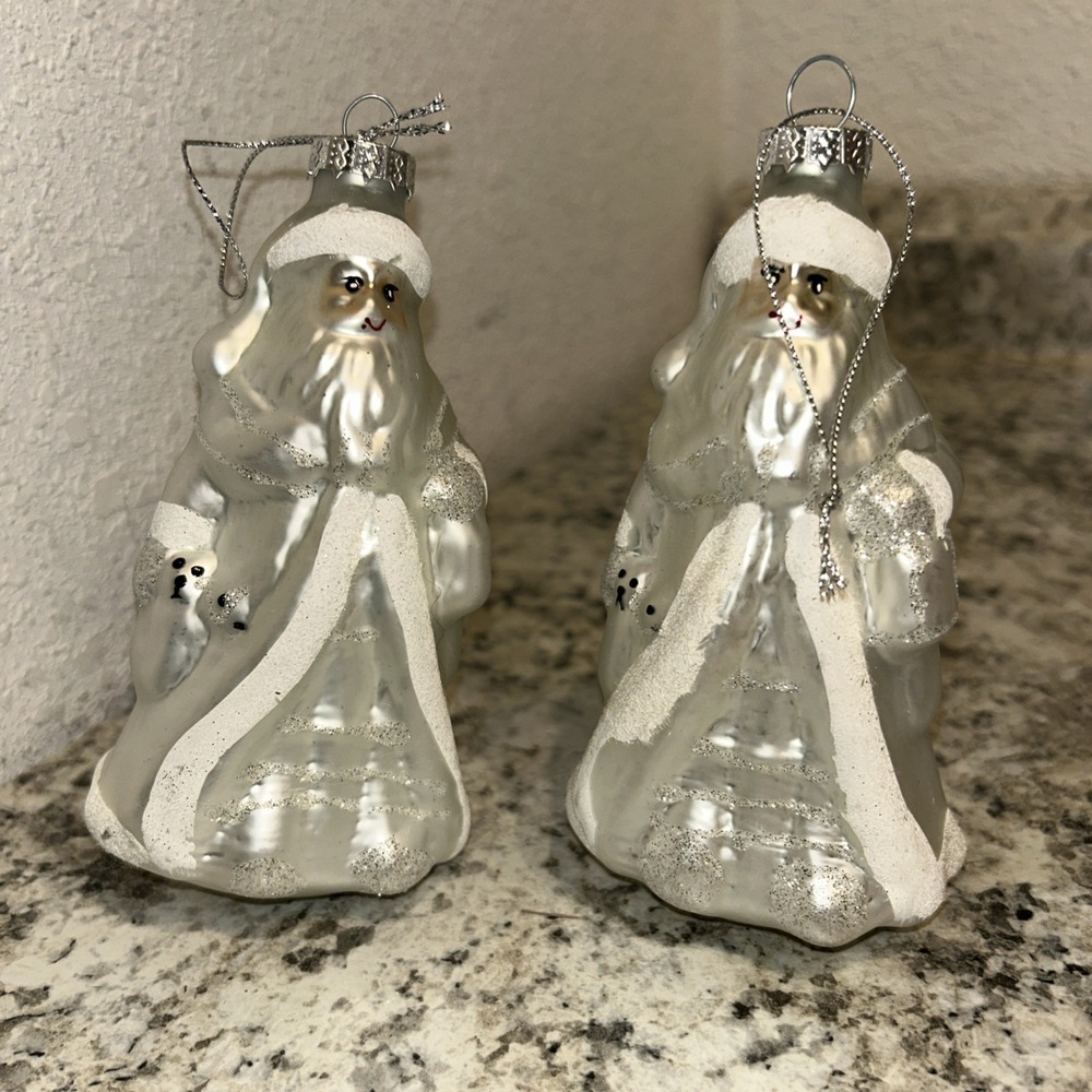 Vintage K-Mart Christmas Ornament Lot Of‎ Santa With Dog White